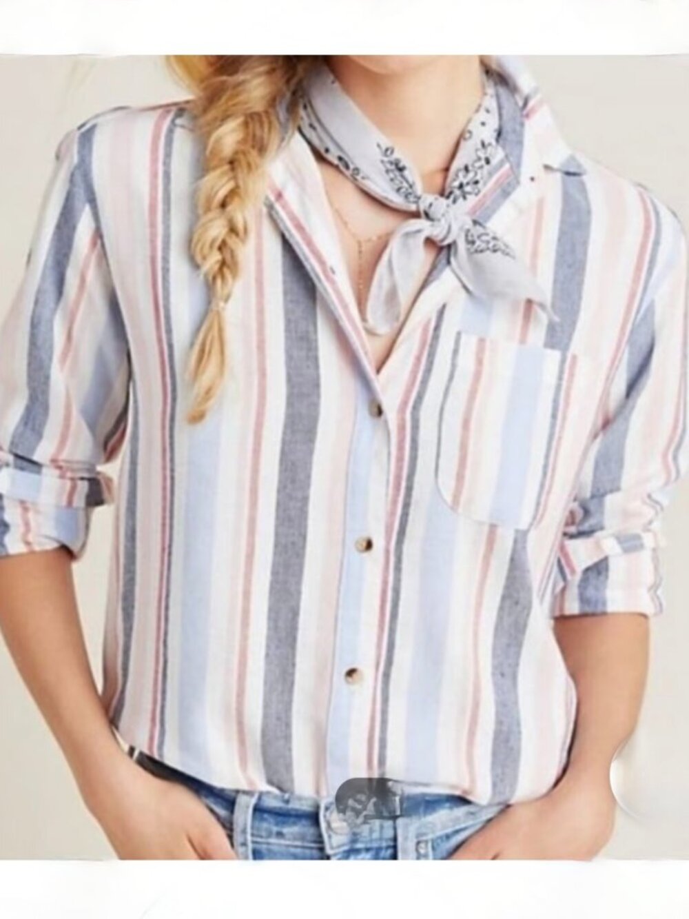 Anthropologie Maeve Chatham Striped Buttondown shirt